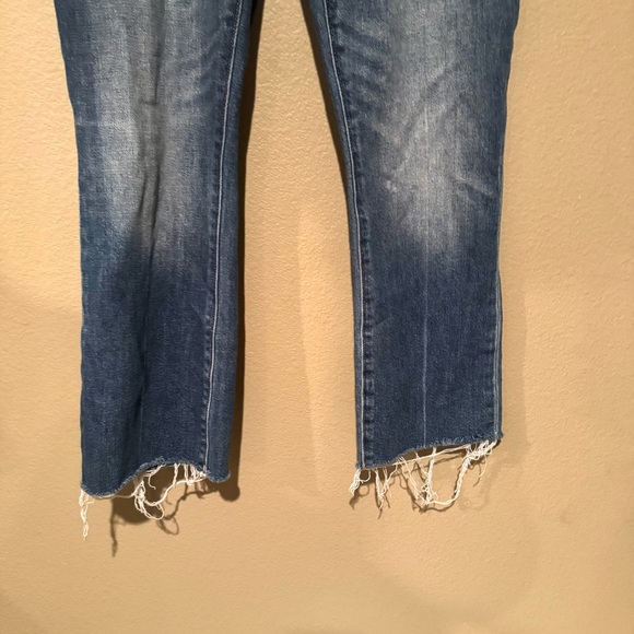 Hatch Maternity Dark Wash Distressed Cropped Flare Jeans Blue Size 28 - Picture 5 of 6